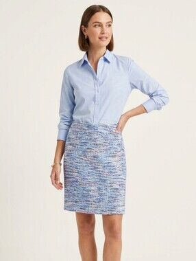 J.McLaughlin Blue Multicolor Tweed Textured Knit Boucle Pencil Skirt Size 8